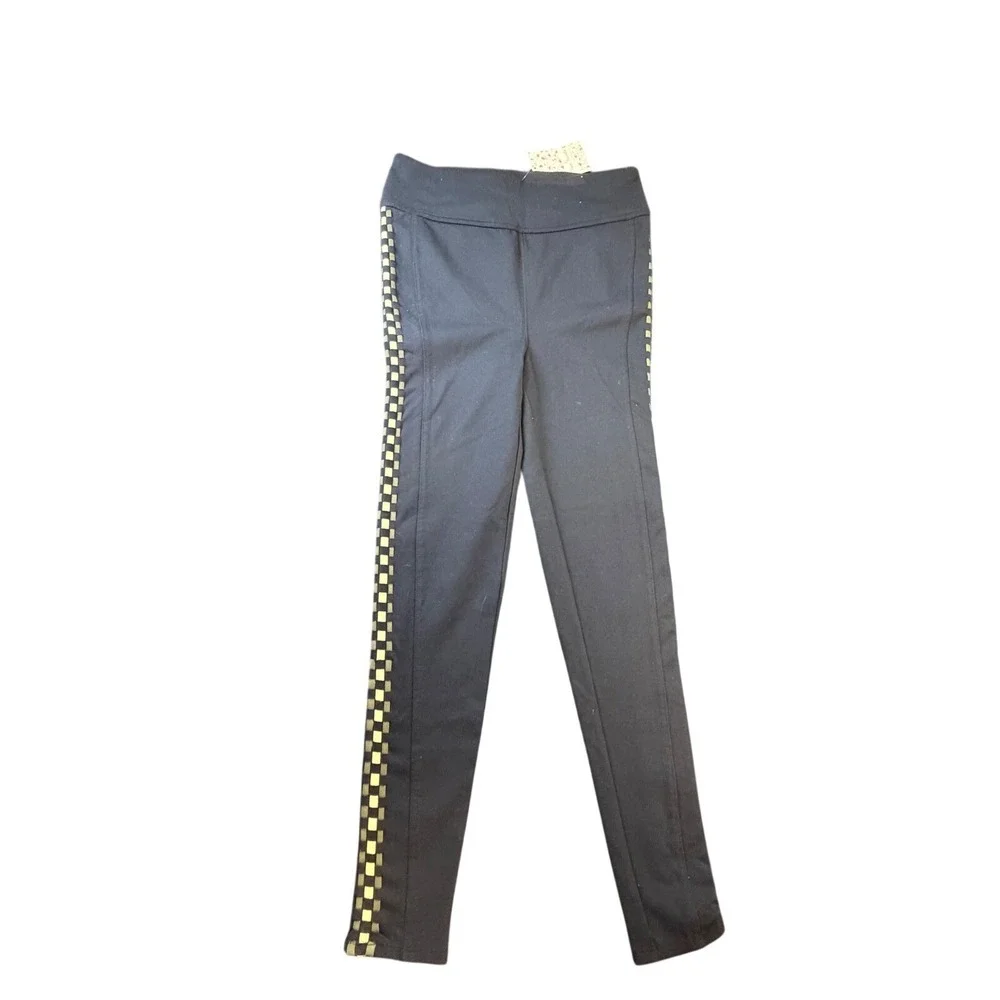 Free‎ People FP Movement Black Leggings Checkerboard Side Stripe Small NWT K2